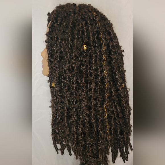 New Handmade Buttefly Locs Lace Frontal Wig- 14 inches, Color #4 - Picture 7 of 11